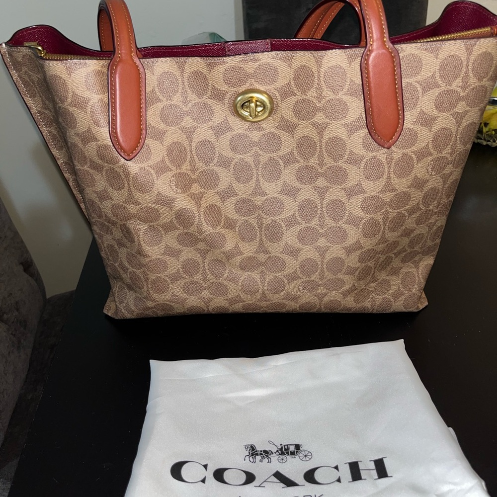 Coach Tan Signature Logo Tote Bag